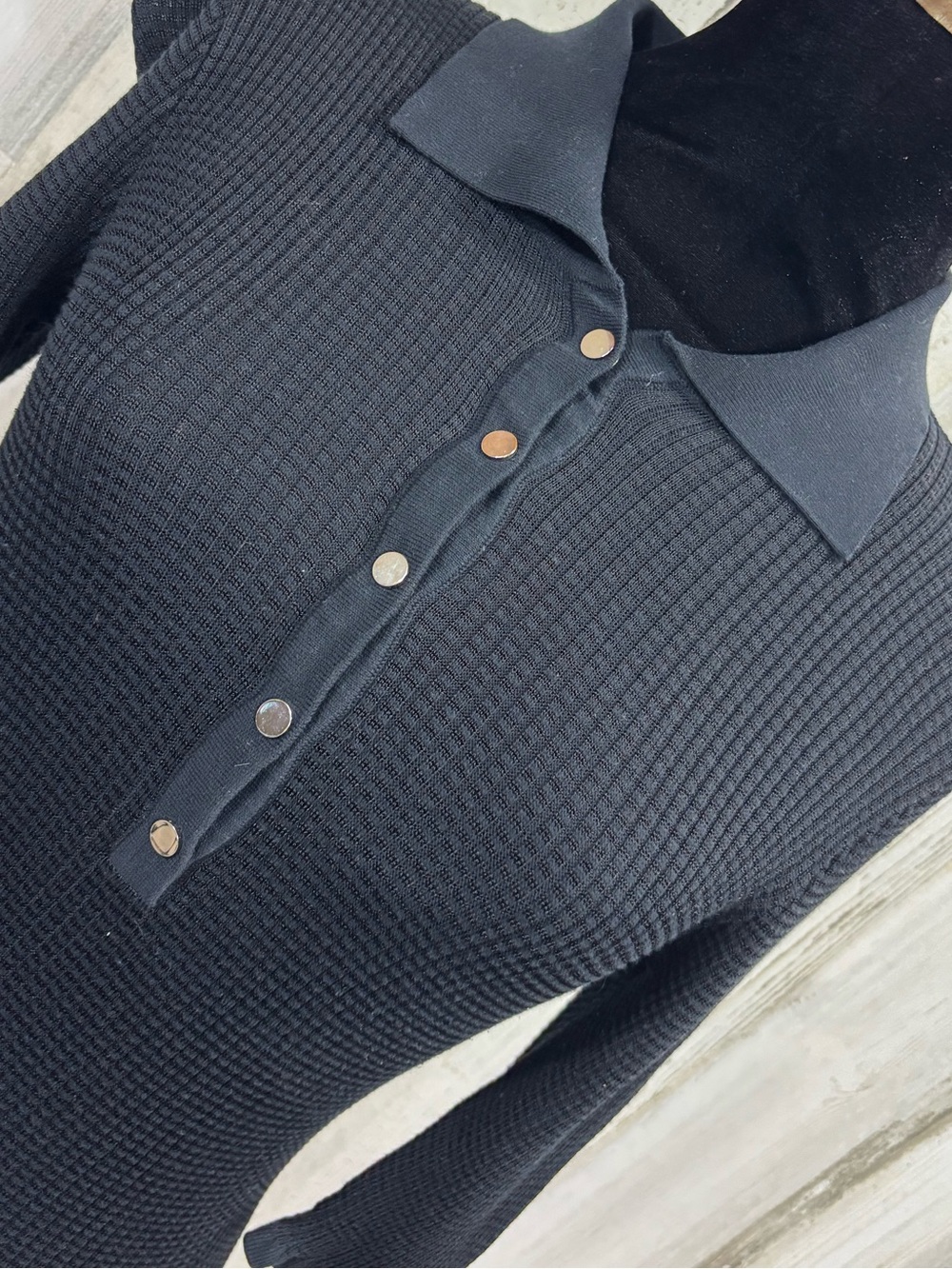 Caché Vintage Y2K Waffle Knit Polo Collar‎ Short Sleeve Sweater - Picture 2 of 9